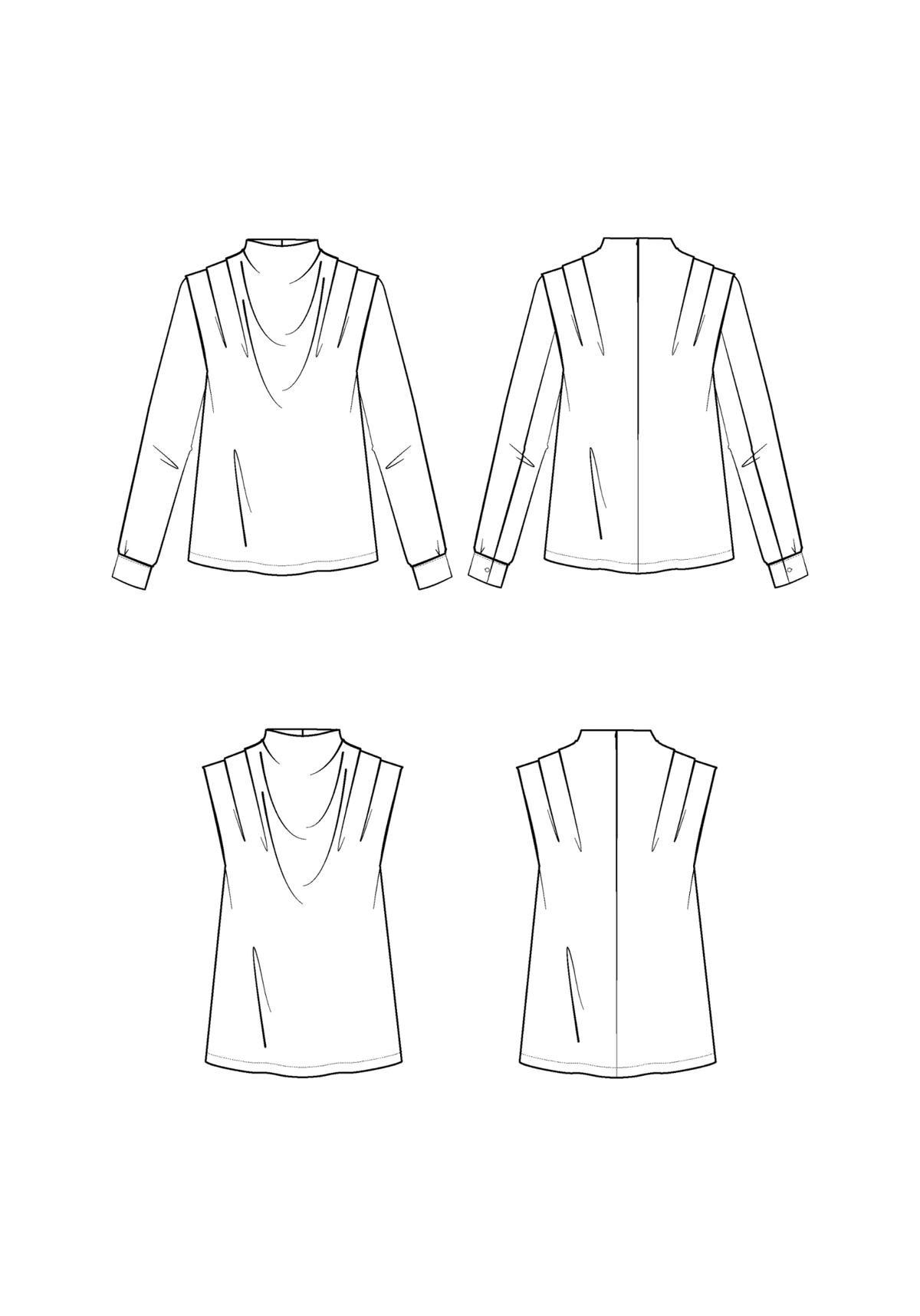 Patron couture blouse Tempête / PDF (A4, A3, A0, US Letter) - Cadres, Calques par Taille, Vidéoprojection - Maison Fauve
