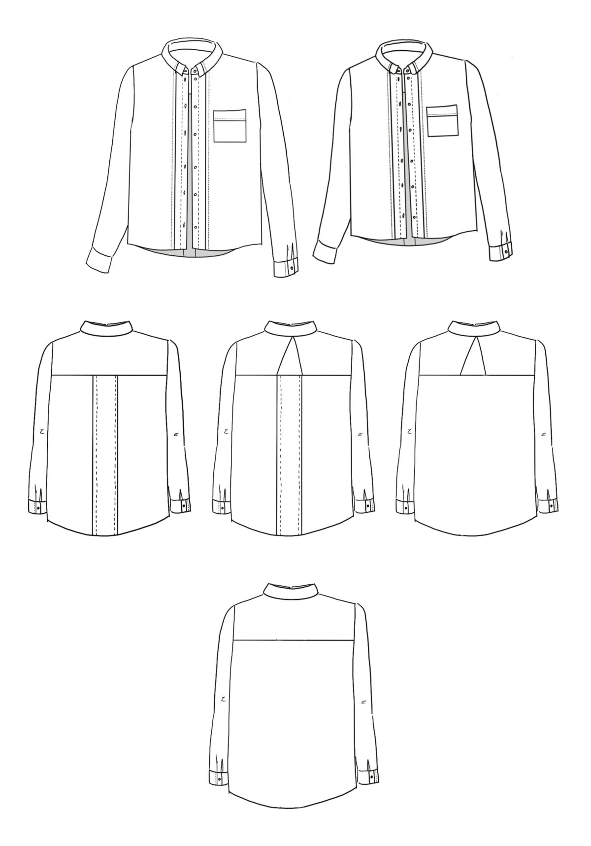 Patron couture chemise Skyline / PDF (A4, A3, A0, US Letter) - Cadres, Calques par Taille, Vidéoprojection - Maison Fauve