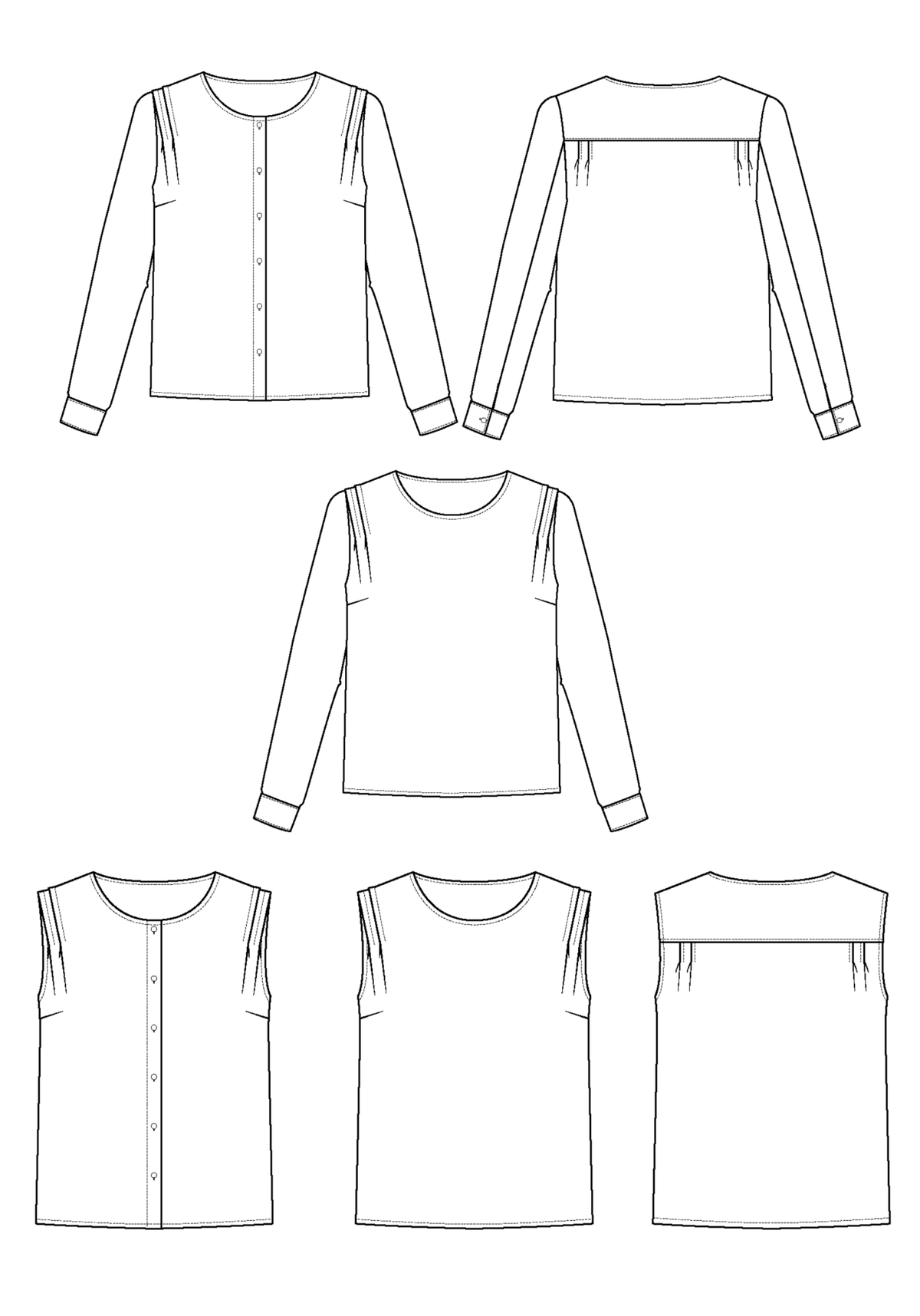 Patron couture chemisier Bellini / PDF (A4, A3, A0, US Letter) - Cadres, Calques par Taille, Vidéoprojection - Maison Fauve