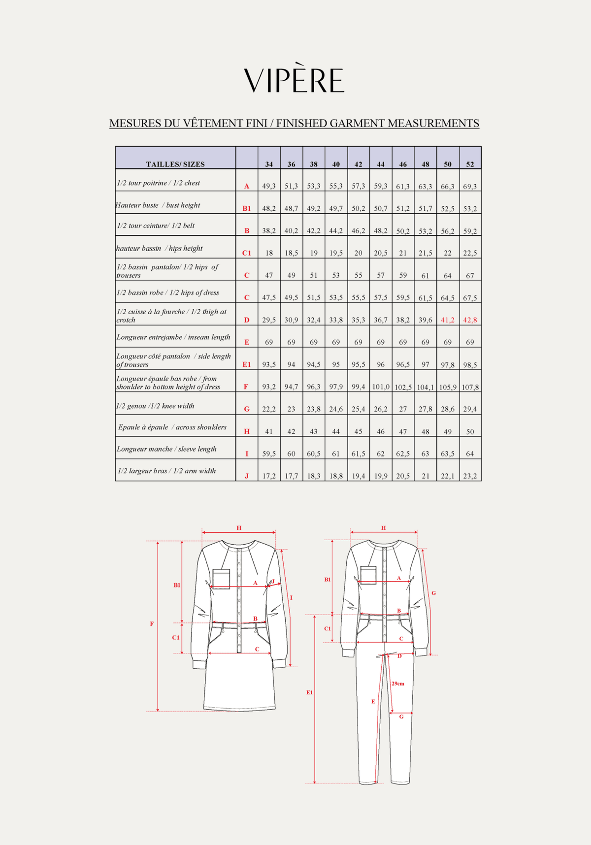 Patron couture combipantalon, robe Vipère / PDF (A4, A3, A0, US Letter) - Cadres, Calques par Taille, Vidéoprojection - Maison Fauve