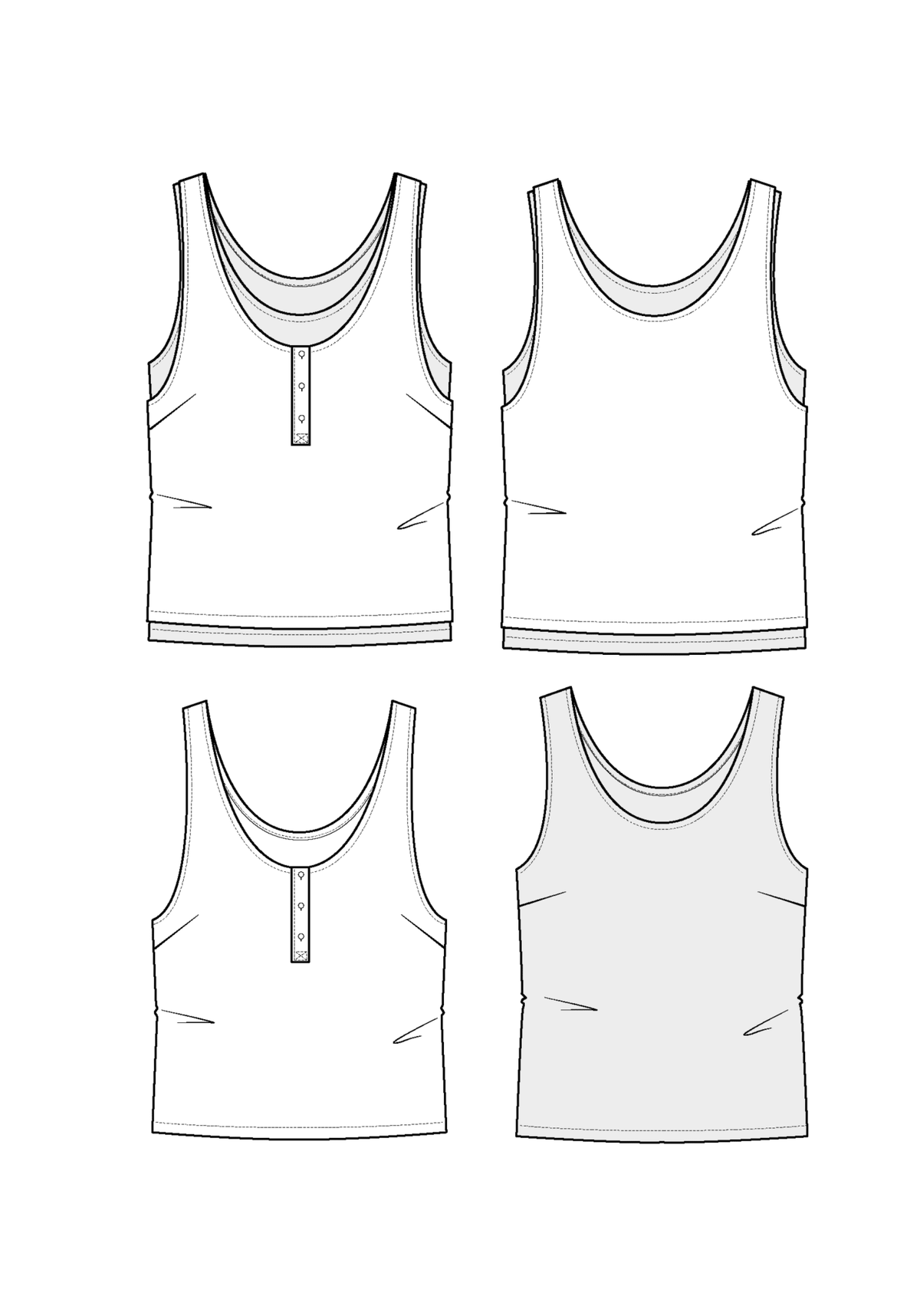 Patron couture duo débardeur Spritz / PDF (A4, A3, A0, US Letter) - Cadres, Calques par Taille, Vidéoprojection - Maison Fauve