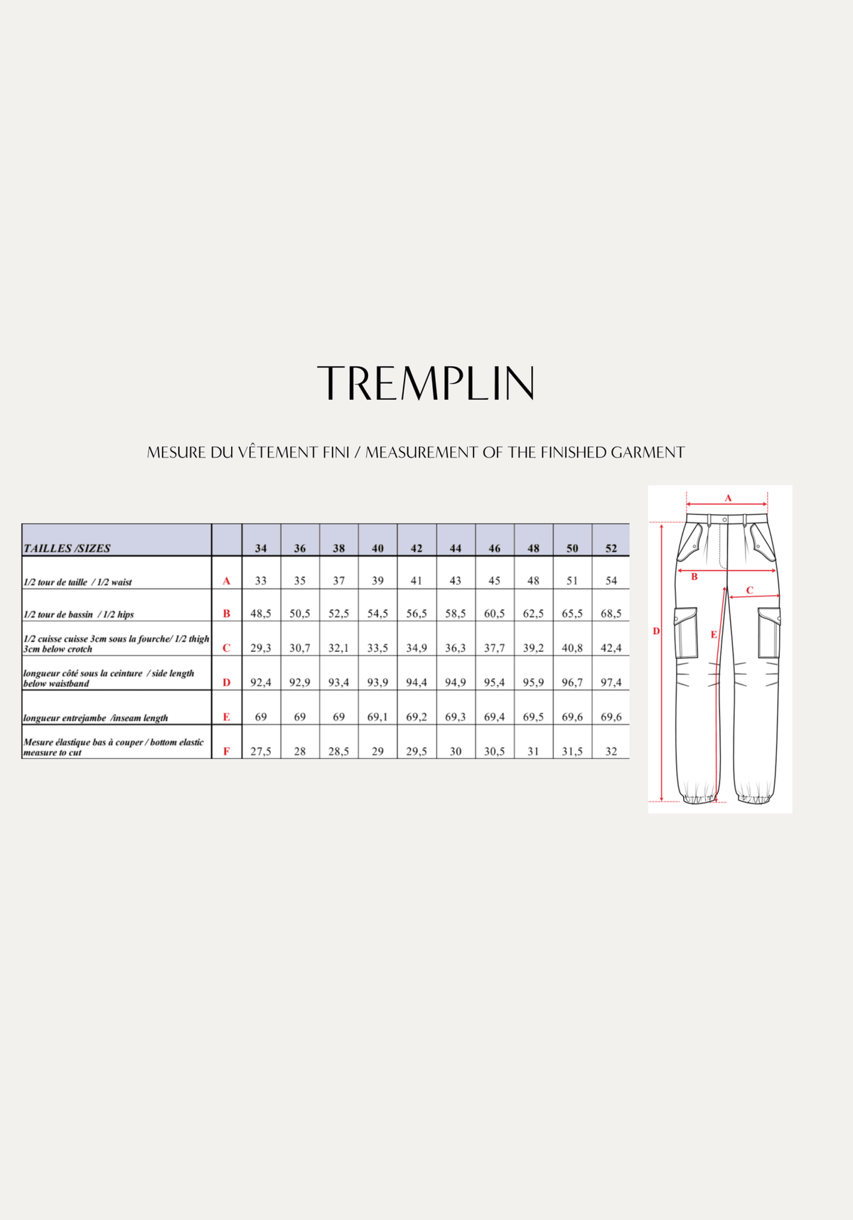 Patron couture pantalon Tremplin / PDF (A4, A3, A0, US Letter) - Cadres, Calques par Taille, Vidéoprojection - Maison Fauve
