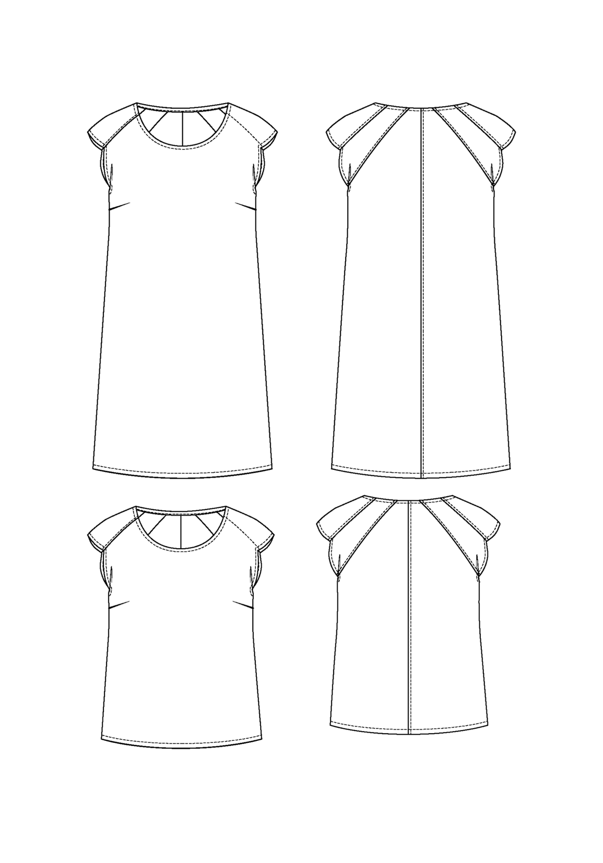 Patron couture robe, blouse Daïquiri / PDF (A4, A3, A0, US Letter) - Cadres, Calques par Taille, Vidéoprojection - Maison Fauve