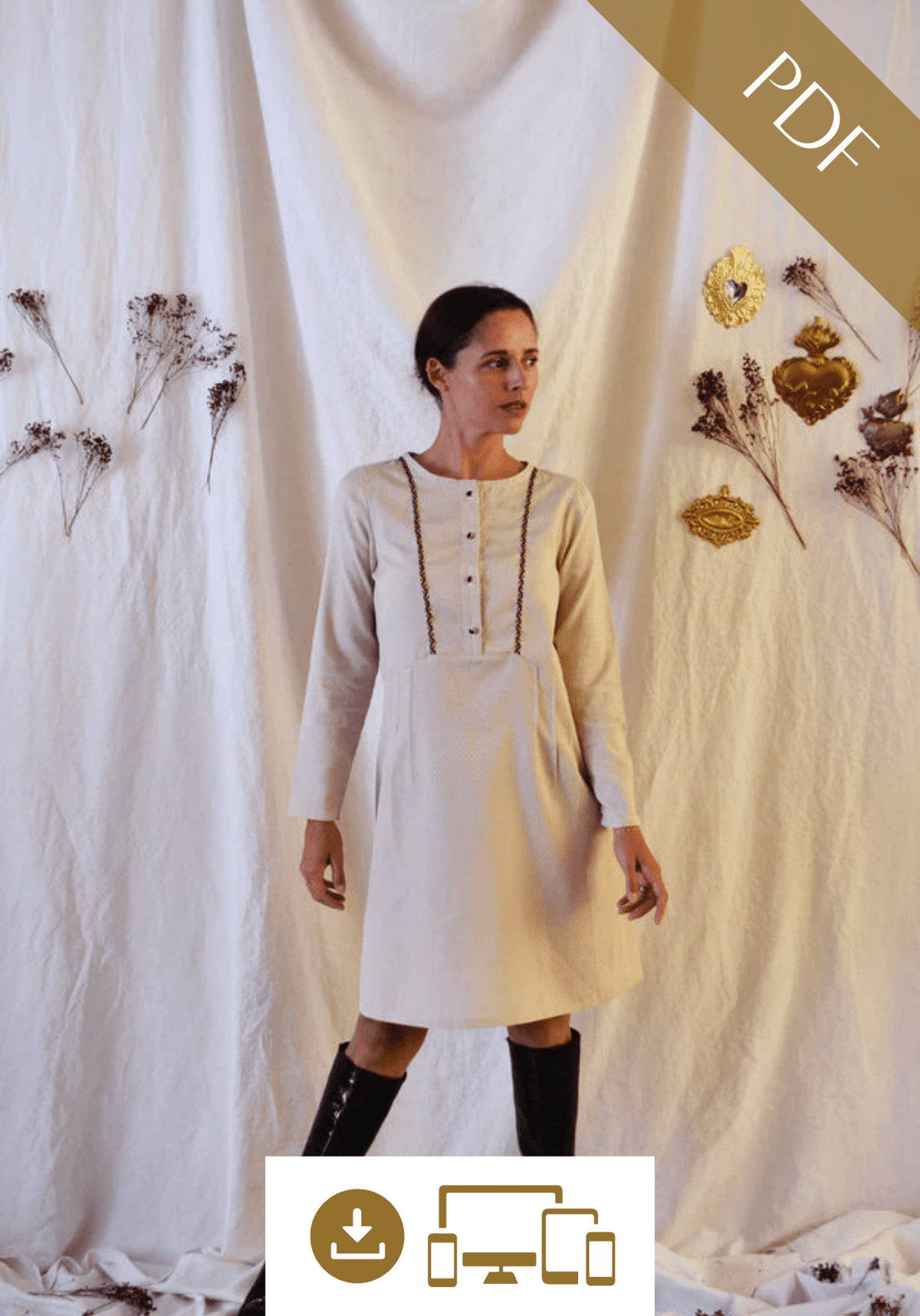 Patron couture robe, blouse Maïa / PDF (A4, A3, A0, US Letter) - Cadres, Calques par Taille, Vidéoprojection - Maison Fauve