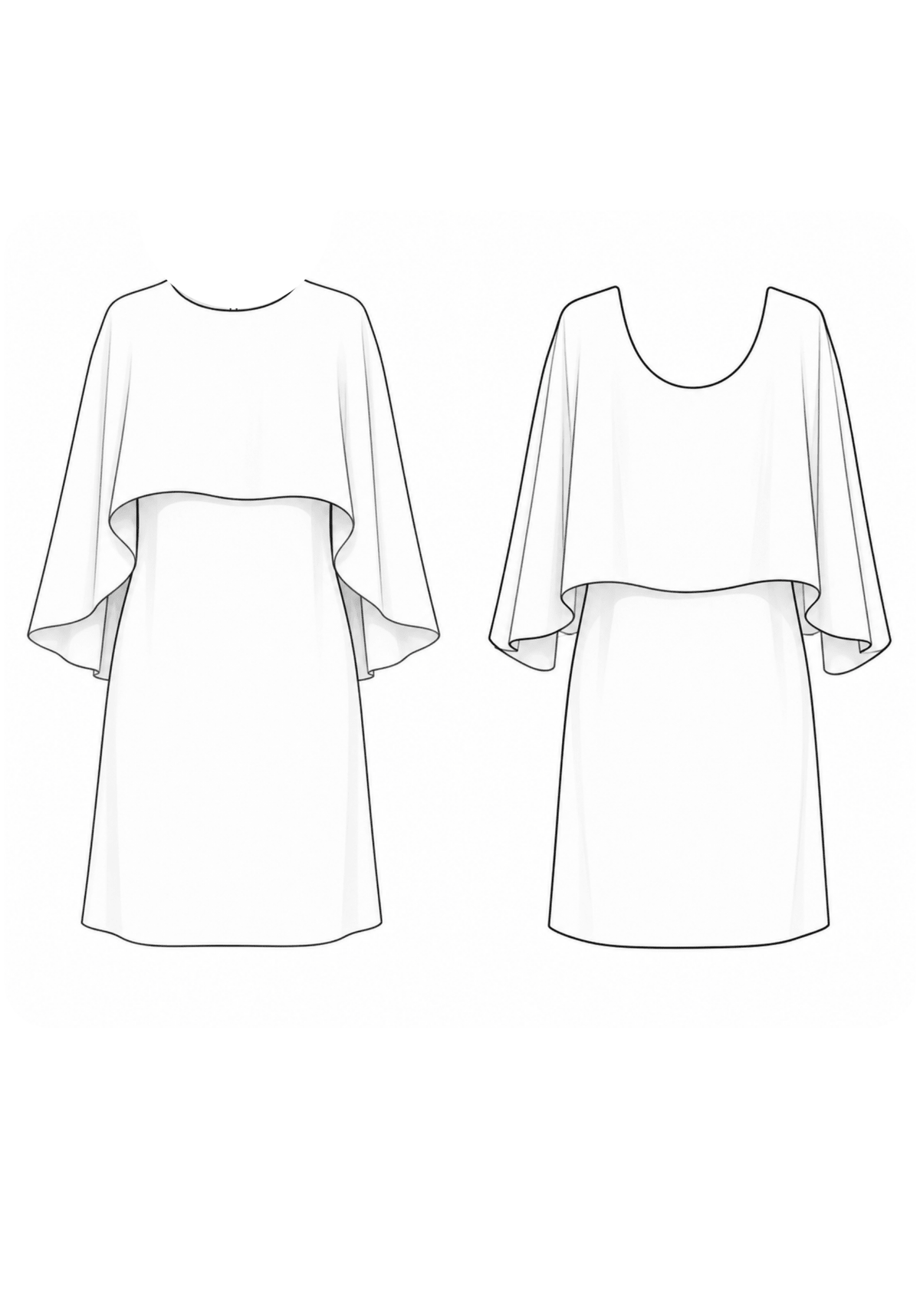 Patron couture robe cape Bonnie / PDF (A4, A3, A0, US Letter) - Cadres, Calques par Taille, Vidéoprojection - Maison Fauve
