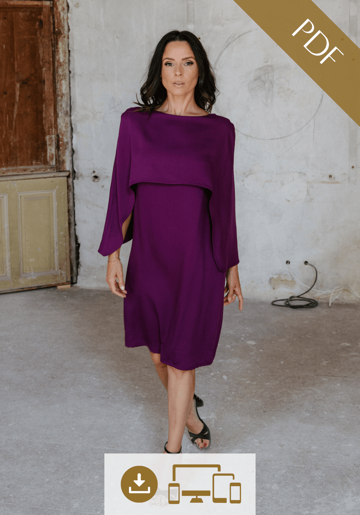Patron couture robe cape Bonnie / PDF (A4, A3, A0, US Letter) - Cadres, Calques par Taille, Vidéoprojection - Maison Fauve