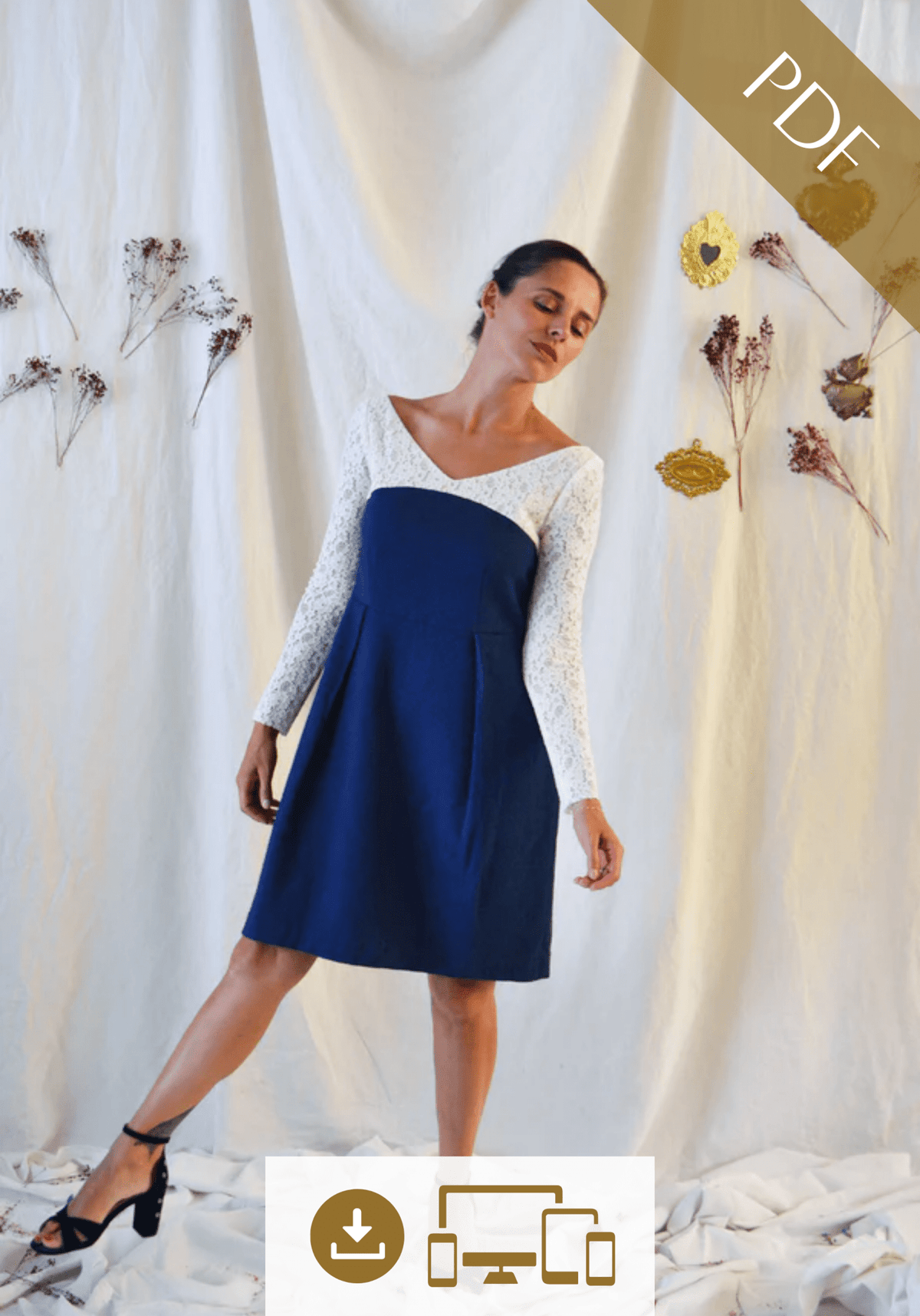 Patron couture robe Jasmin / PDF (A4, A3, A0, US Letter) - Cadres, Calques par Taille, Vidéoprojection - Maison Fauve