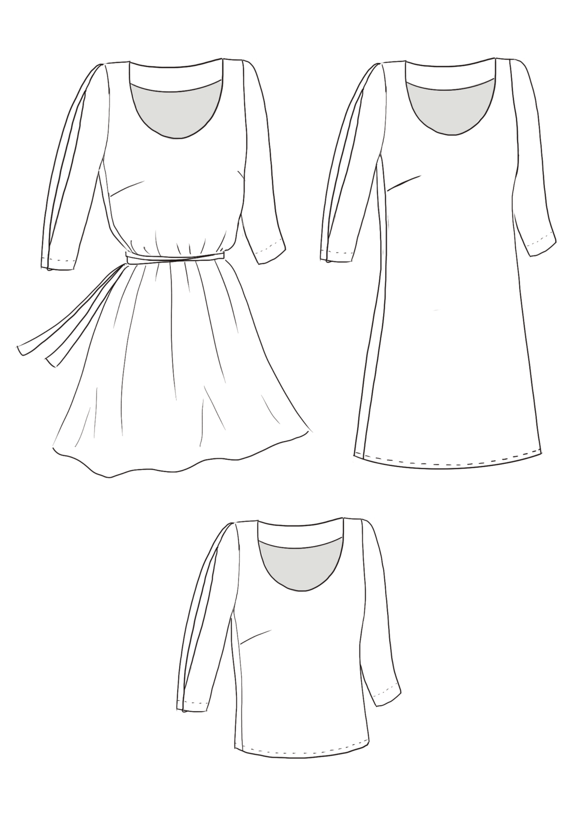 Patron couture robe, top Niki / PDF (A4, A3, A0, US Letter) – Tailles 34 à 56 – Cadres, Calques par Taille, Vidéoprojection - Maison Fauve
