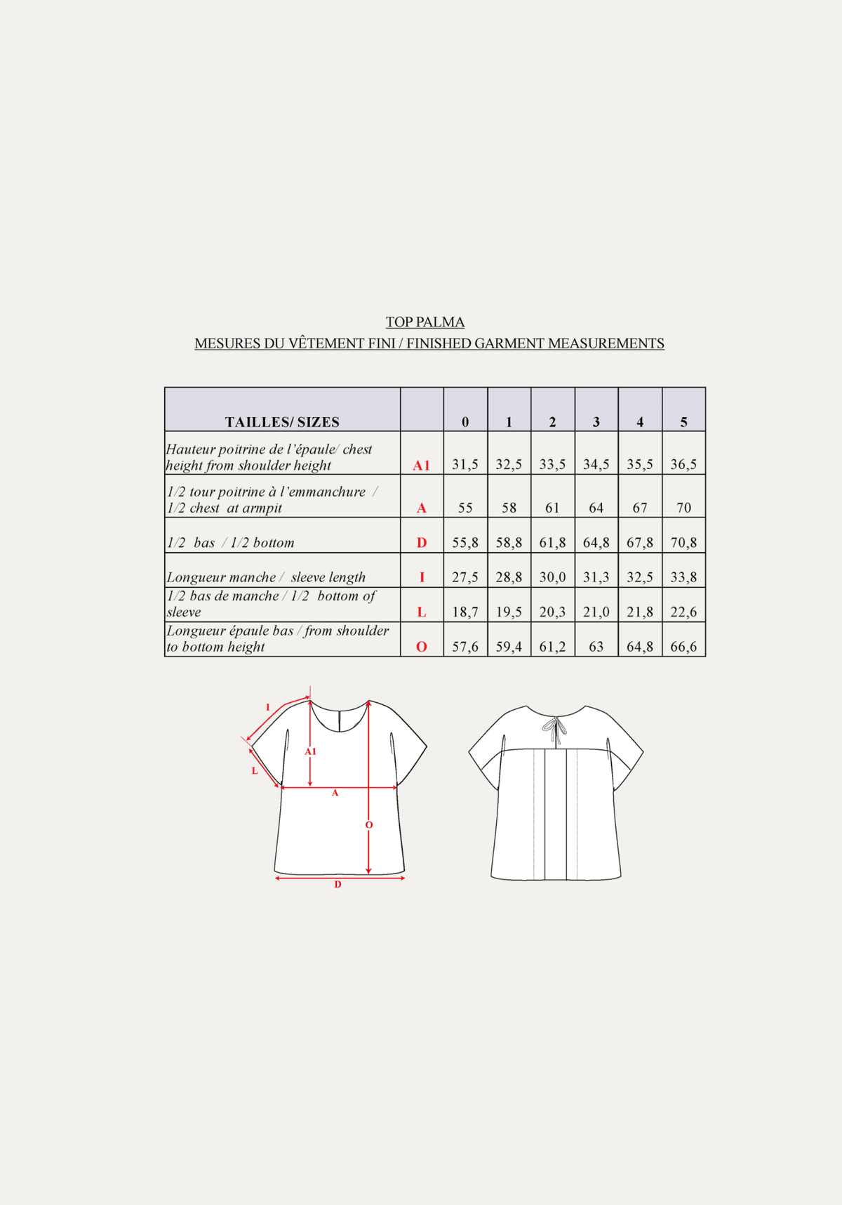 Patron couture top Palma / PDF (A4, A3, A0, US Letter) - Cadres, Calques par Taille, Vidéoprojection - Maison Fauve