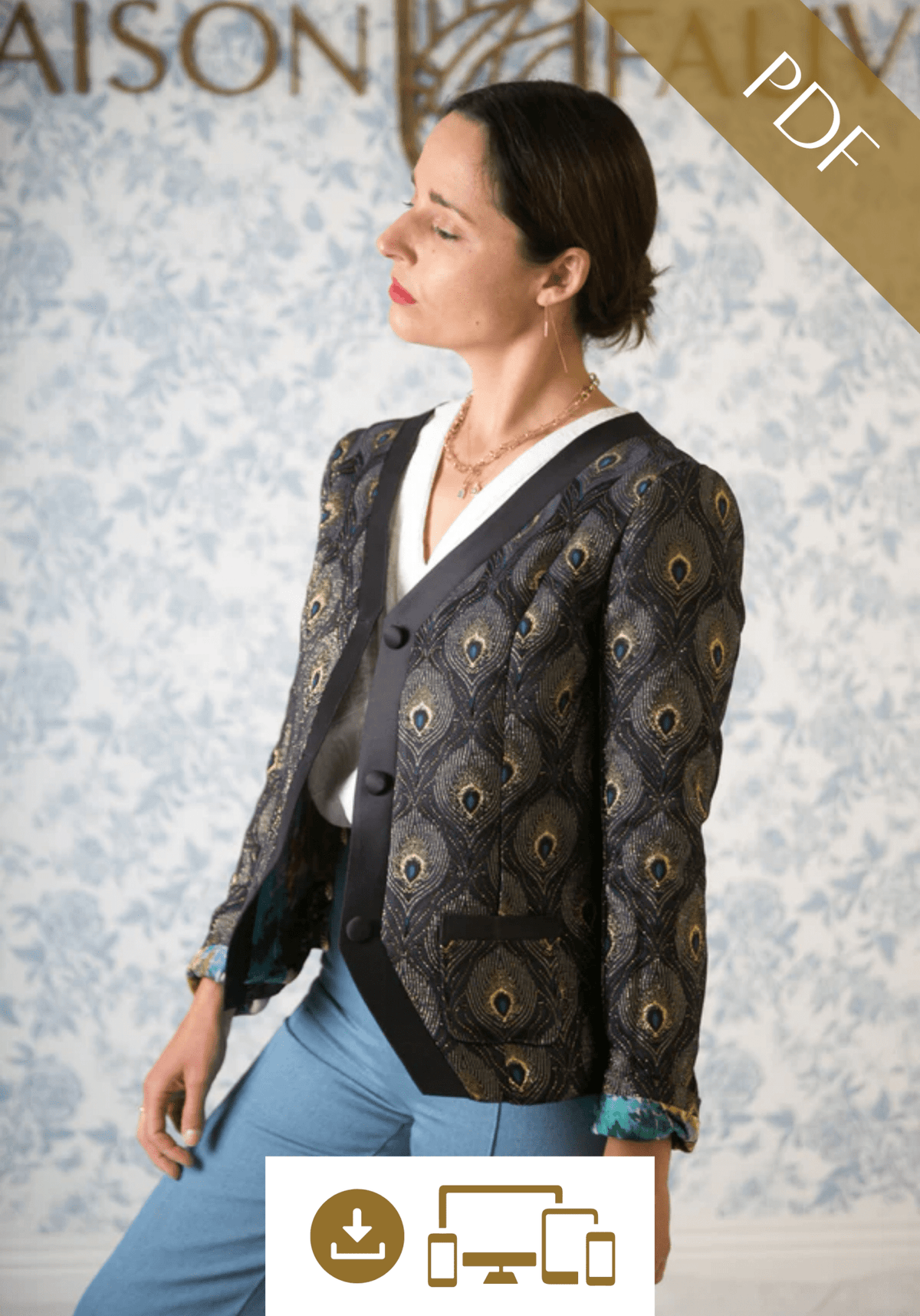 Patron couture veste Ispahan / PDF (A4, A3, A0, US Letter) - Cadres, Calques par Taille, Vidéoprojection - Maison Fauve
