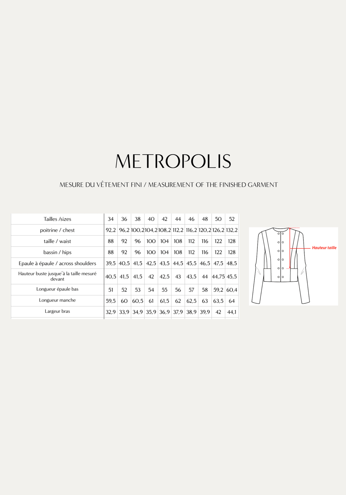 Patron couture veste Metropolis / PDF (A4, A3, A0, US Letter) - Cadres, Calques par Taille, Vidéoprojection - Maison Fauve