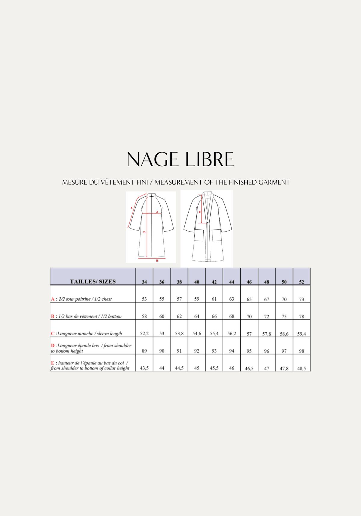 Patron couture veste Nage Libre / PDF (A4, A3, A0, US Letter) - Cadres, Calques par Taille, Vidéoprojection - Maison Fauve