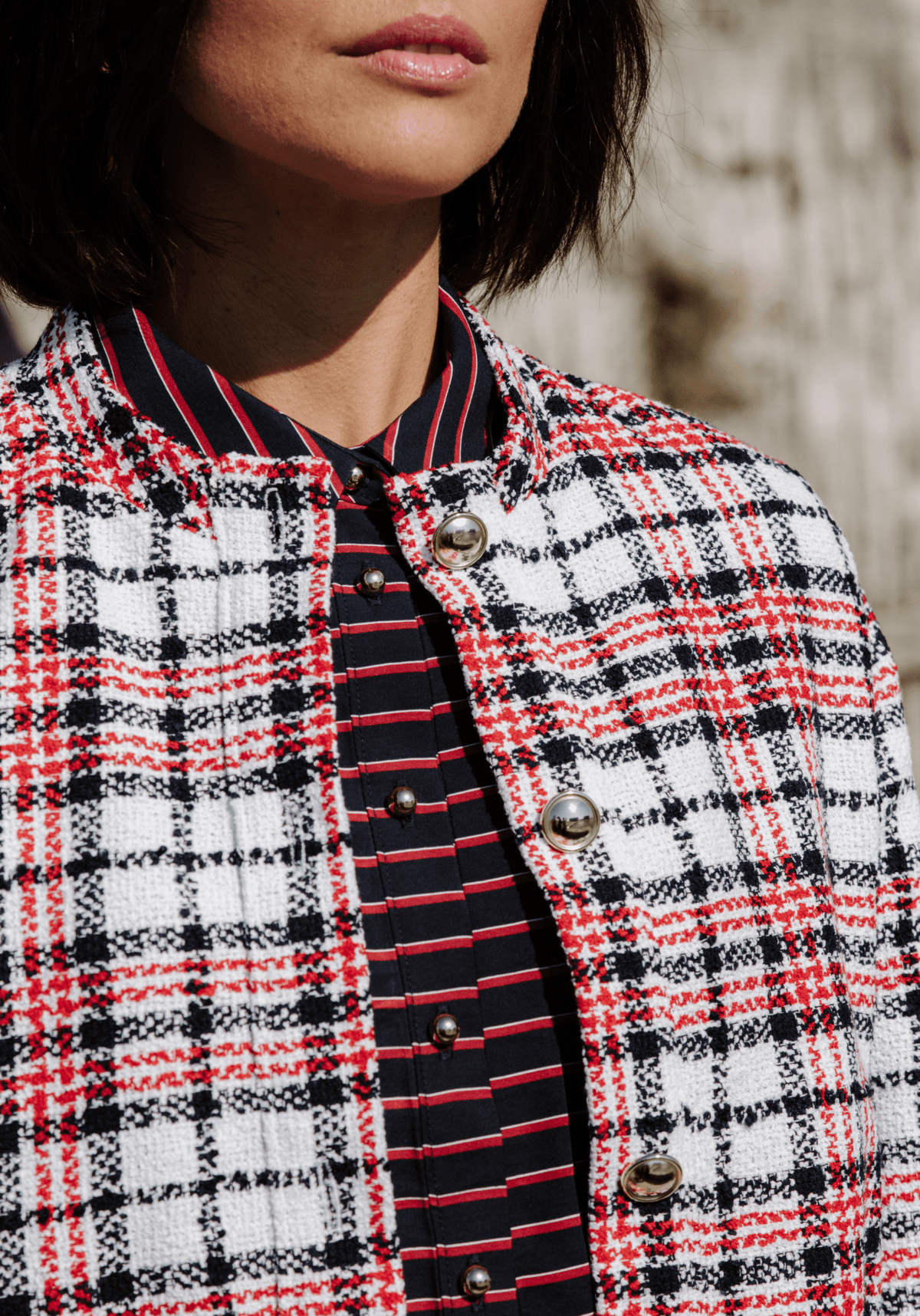 Tissu Tweed Bouclé Tartan - Laine & Coton - Maison Fauve