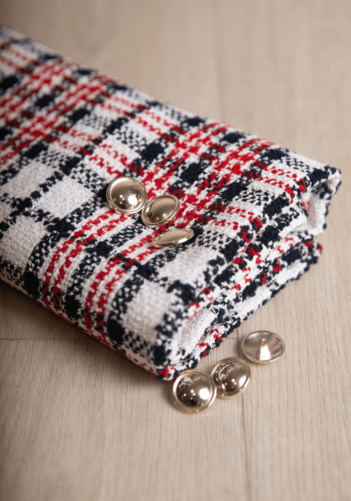 Tissu Tweed Bouclé Tartan - Laine & Coton - Maison Fauve