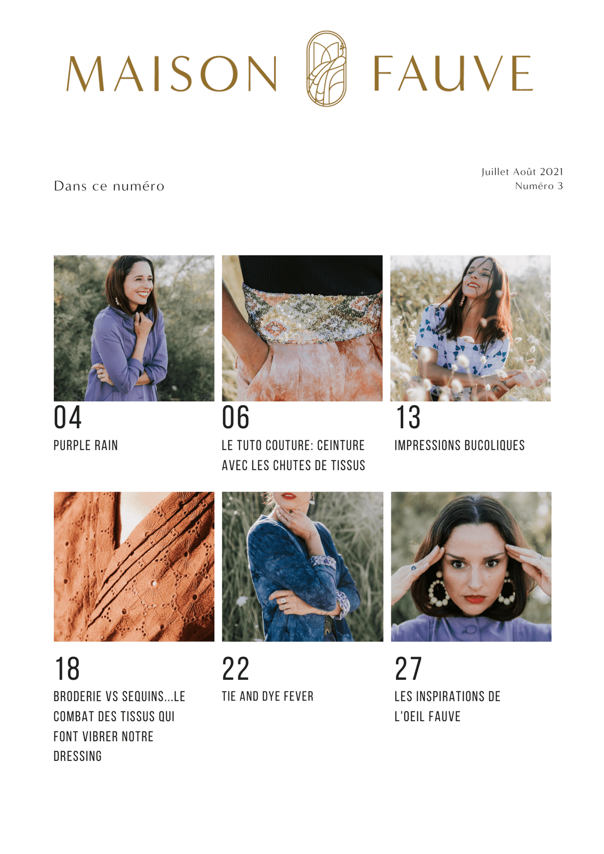 Magazine L'Oeil Fauve FR/EN - numéro 3 - été 2021 (en cadeau 1 patron couture gratuit à télécharger) - Maison Fauve