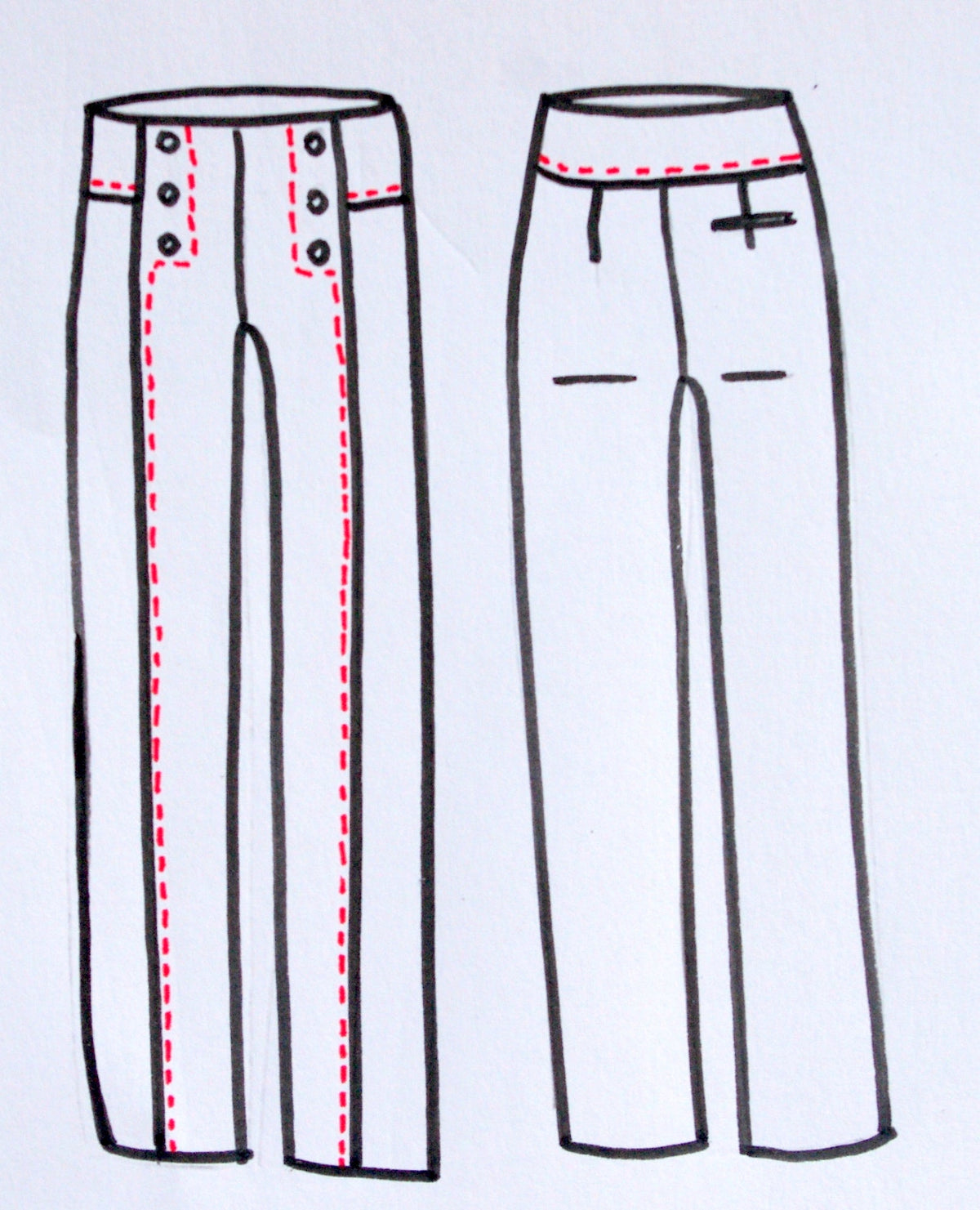 Patron couture pantalon à pont Embrun / PDF (A4, A3, A0, US Letter) - Cadres, Calques par Taille, Vidéoprojection - Maison Fauve