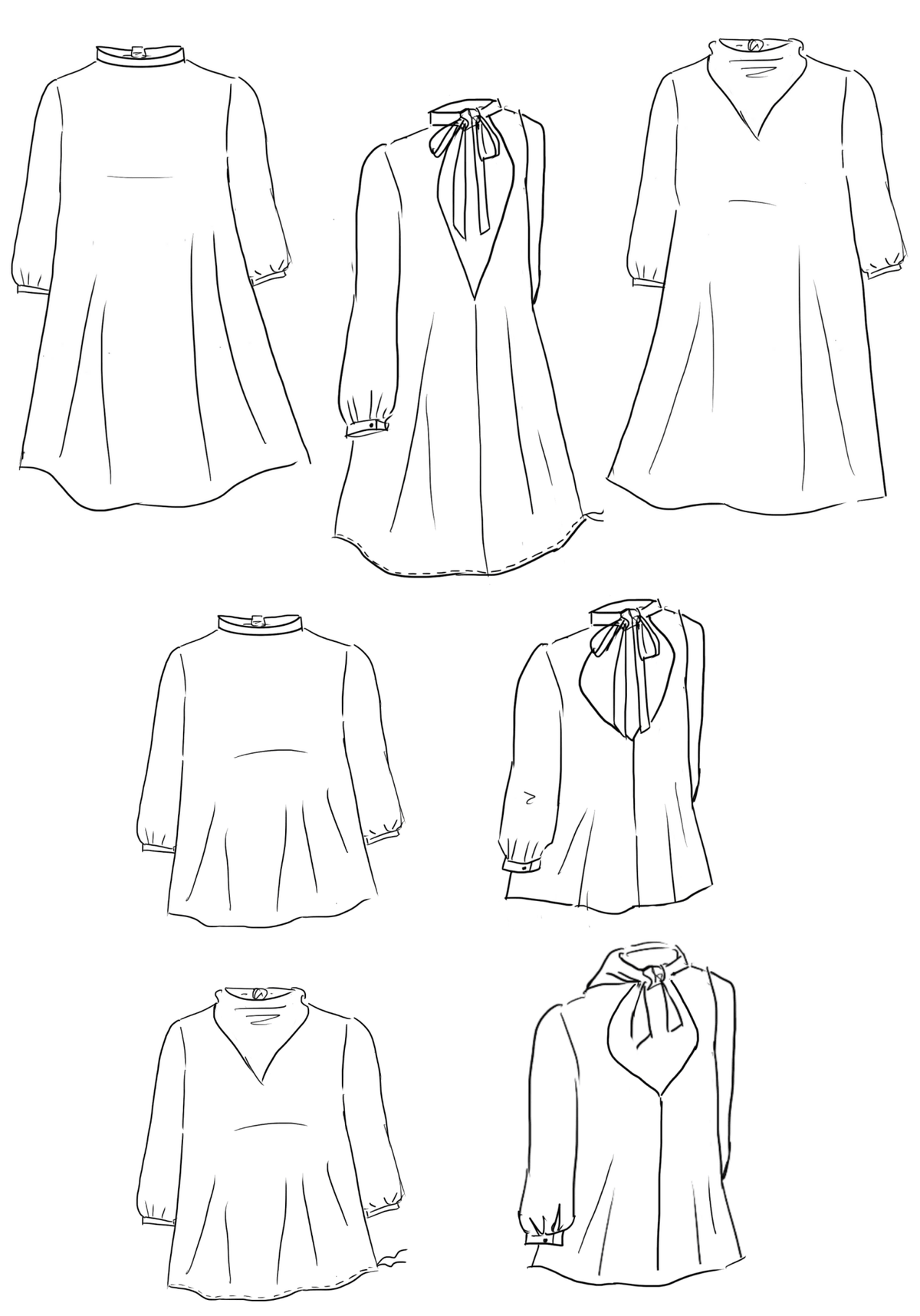 Patron couture robe, blouse Mia / PDF (A4, A3, A0, US Letter) - Cadres, Calques par Taille, Vidéoprojection - Maison Fauve