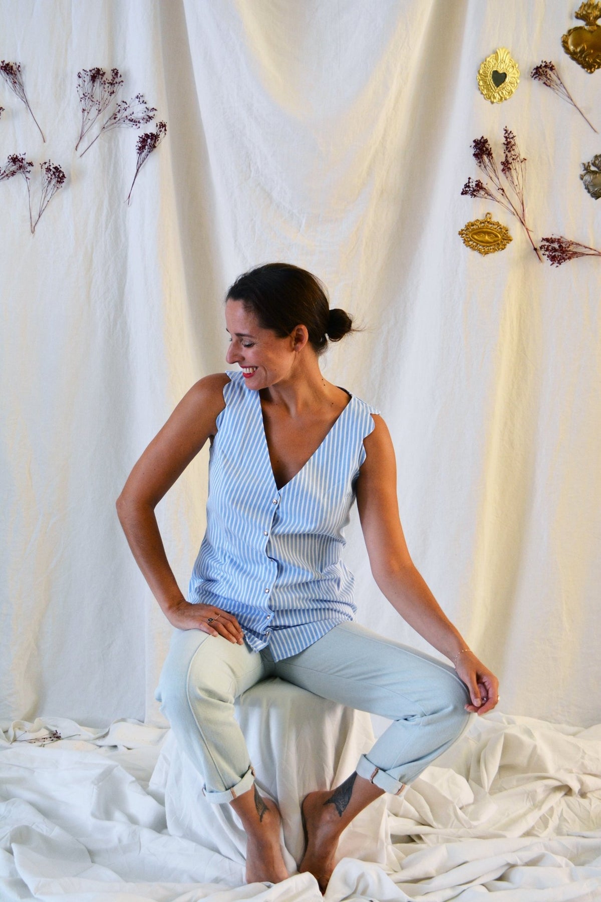 Patron couture robe, top à festons Bloom / PDF (A4, A3, A0, US Letter) - Cadres, Calques par Taille, Vidéoprojection - Maison Fauve