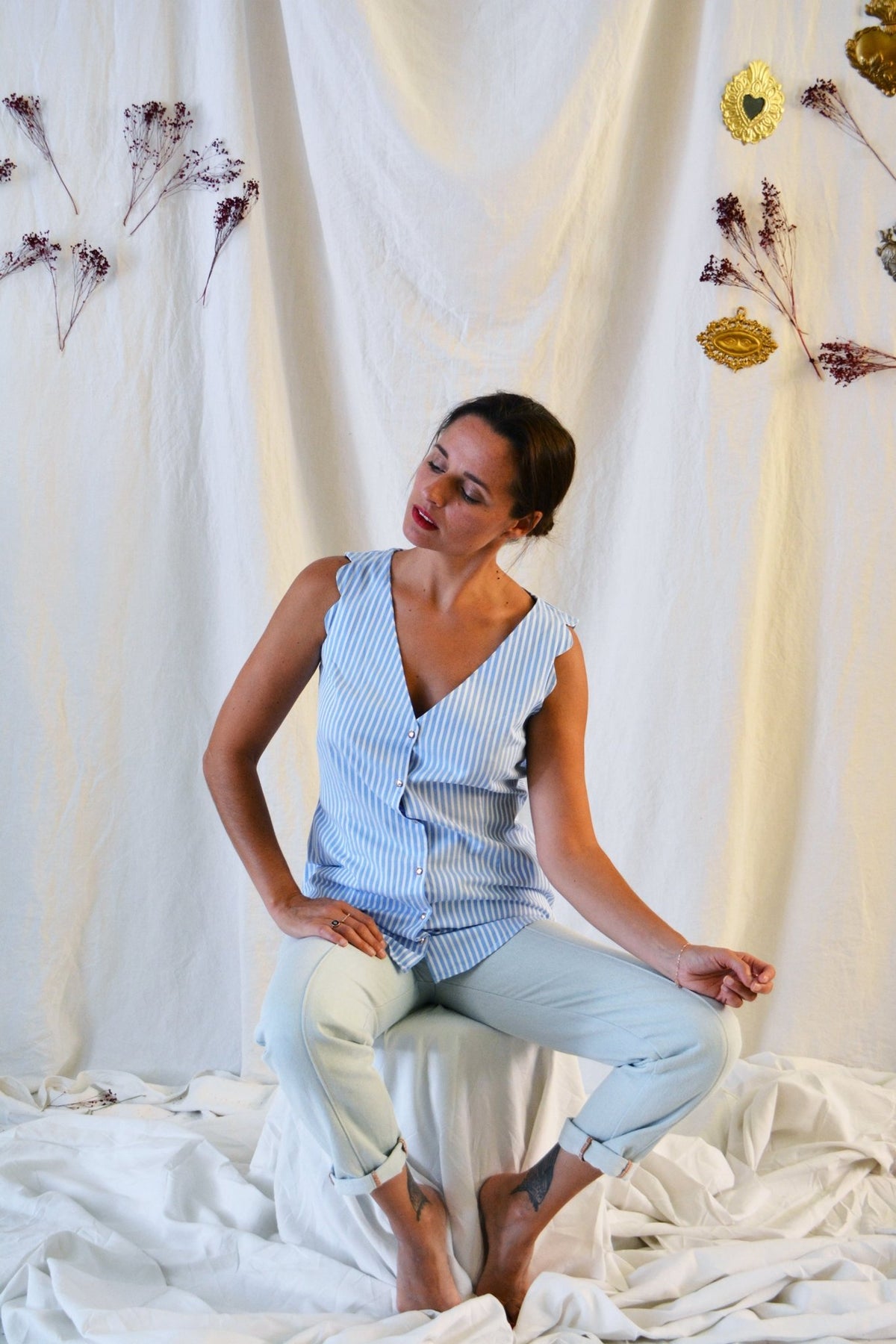 Patron couture robe, top à festons Bloom / PDF (A4, A3, A0, US Letter) - Cadres, Calques par Taille, Vidéoprojection - Maison Fauve