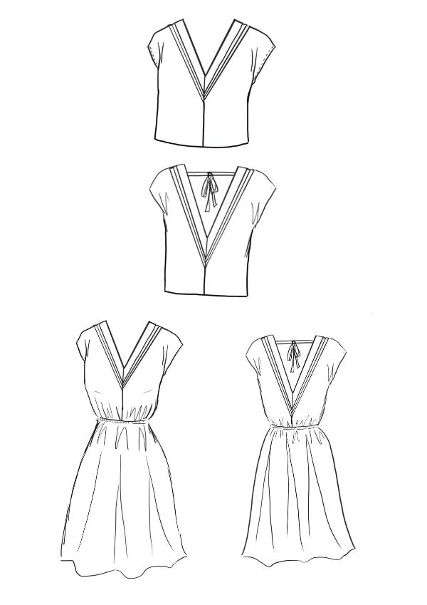 Patron couture robe, top Byzance / PDF (A4, A3, A0, US Letter) - Cadres, Calques par Taille, Vidéoprojection - Maison Fauve